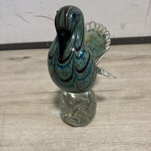 Murano Style Multicolor Hand Blown Art Glass Decorative Duck‎ Figurine Vtg Bird